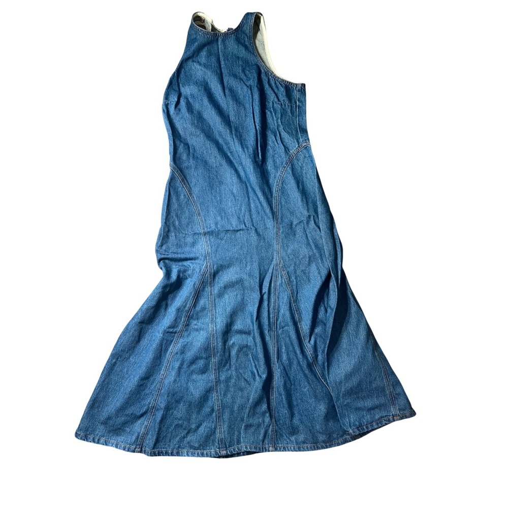 Sleeveless Blue Denim Midi Dress - Timeless Casual Style